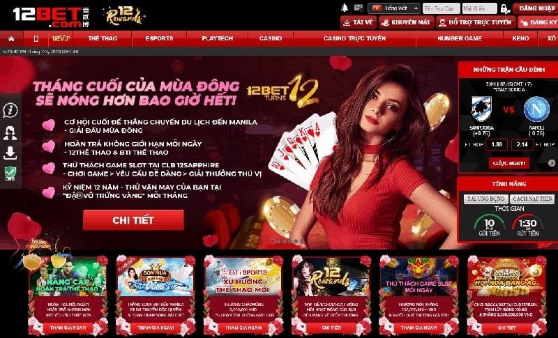 Các sản phẩm cá cược hấp dẫn tại sân chơi 12bet 